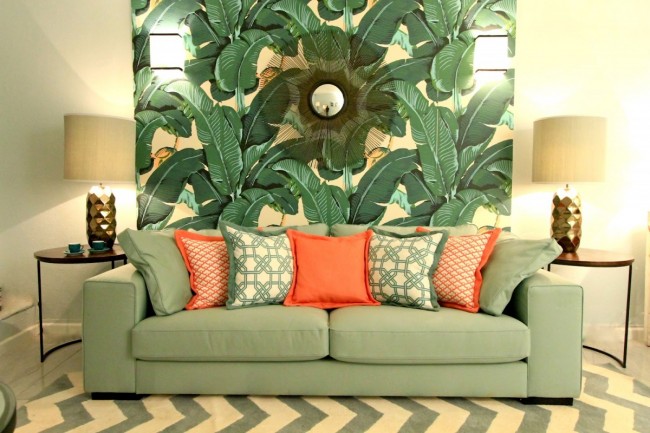 Estilo tropical con papel pintado, la jungla en casa